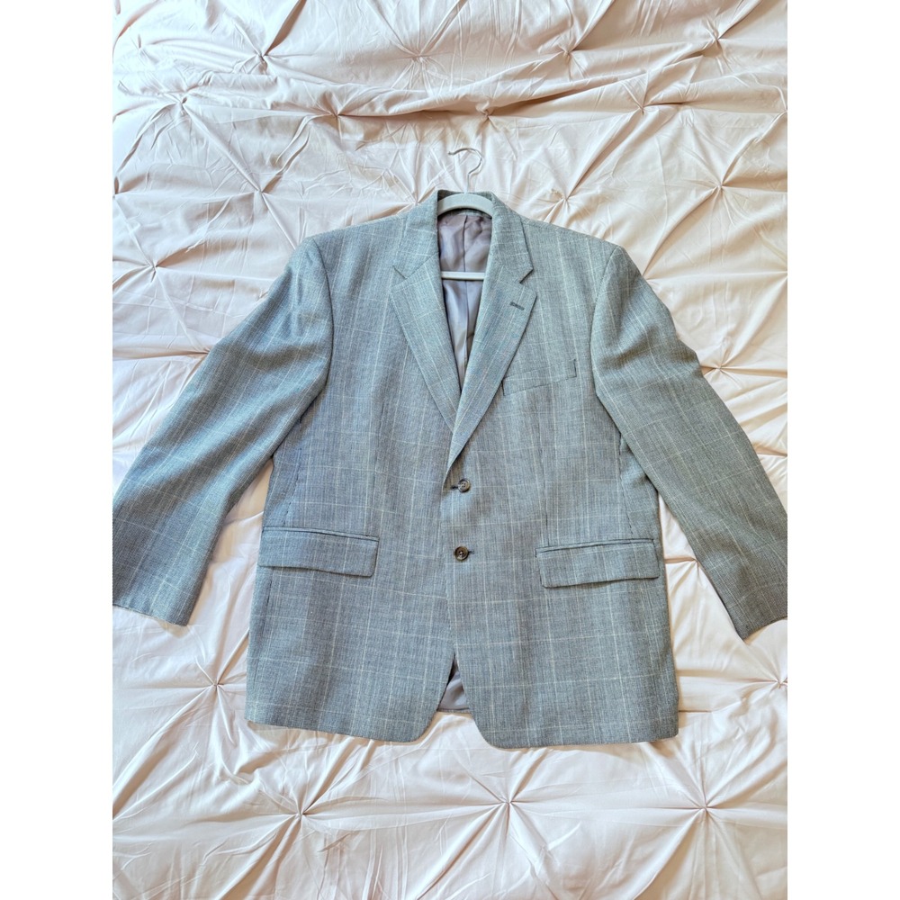 Lauren Ralph Lauren Vintage Silk Wool Blazer Grey Glen Plaid Sport Coat Canada